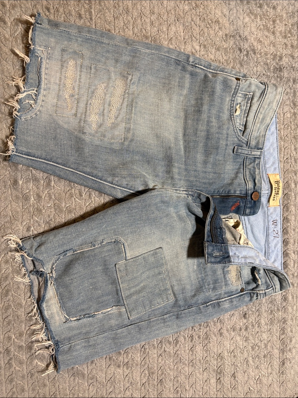 Anthropologie Holding Horses Distressed Patchwork Denim Jean Shorts Size 27